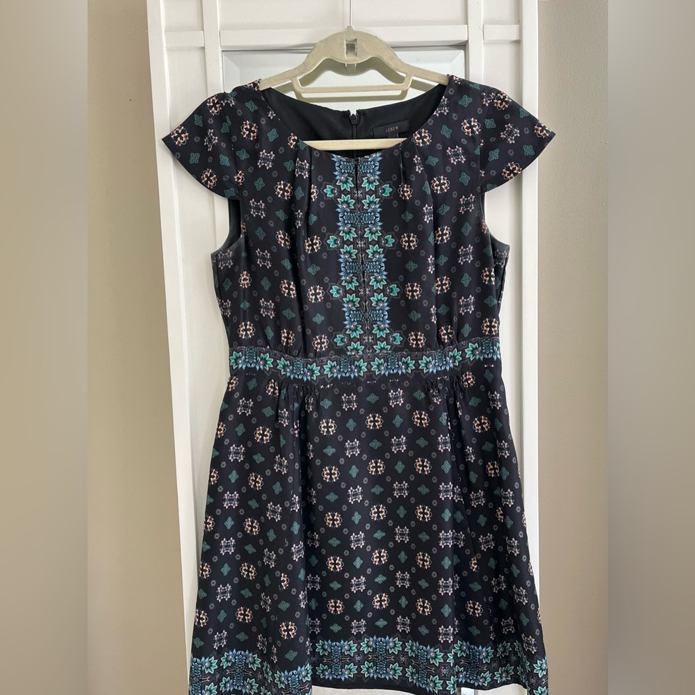 Silk floral abstract print dress - J.Crew